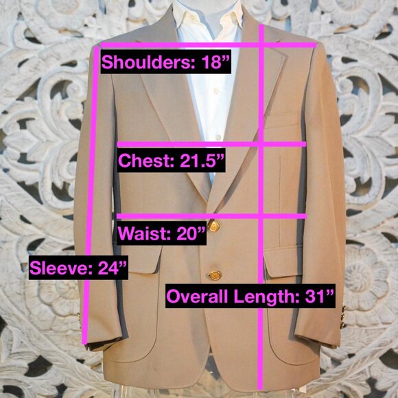 Towncraft 42S Men’s Blazer Beige Gold Buttons USA Made Classic Fit Vintage - Picture 15 of 15